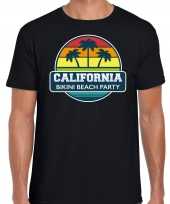 California zomer t-shirt shirt california bikini beach party zwart heren