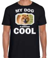Chow chow honden t-shirt my dog is serious cool zwart heren