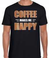 Coffee makes me happy t-shirt kleding zwart heren