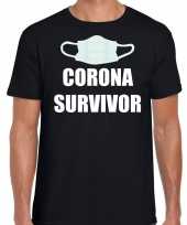 Corona survivor t-shirt zwart heren