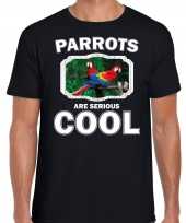 Dieren papegaai t-shirt zwart heren parrots are cool shirt