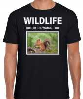 Eekhoorn t-shirt dieren foto wildlife of the world zwart heren