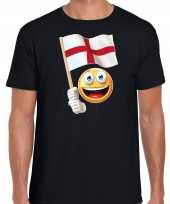 Engeland supporter fan smiley t-shirt zwart heren
