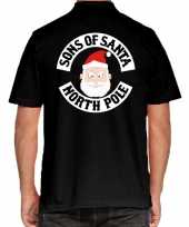 Fout kerst polo shirt sons of santa north polezwart heren