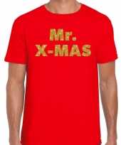 Foute kerst t-shirt mr bij mas goud glitter rood heren