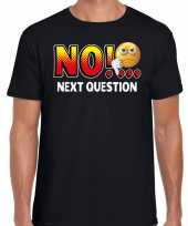 Funny emoticon t-shirt no next question zwart heren