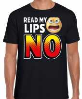 Funny emoticon t-shirt read my lips no zwart heren