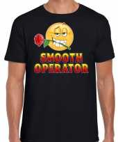 Funny emoticon t-shirt smooth operator zwart heren
