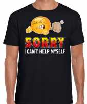 Funny emoticon t-shirt sorry i cant help myself zwart heren 10197366