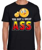 Funny emoticon t-shirt you got a great ass zwart heren