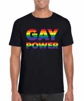 Gay power regenboog gaypride shirt zwart heren