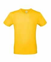Geel basic t-shirt ronde hals heren katoen