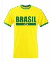 Geel groen brazilie supporter ringer t-shirt heren