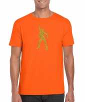 Gouden disco t-shirt kleding oranje heren