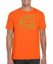 Gouden muziek t-shirt shirt dance all night long oranje heren