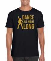 Gouden muziek t-shirt shirt dance all night long zwart heren