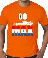 Grote maten go max raceauto coureur supporter race fan t-shirt oranje heren