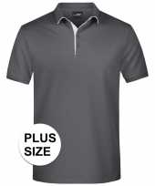 Grote maten polo shirt golf pro premium grijs wit heren