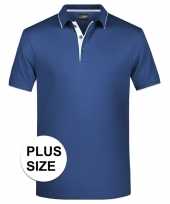 Grote maten polo shirt golf pro premium navy wit heren