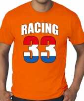 Grote maten racing supporter race fan t-shirt oranje heren