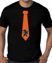 Grote maten zwart t-shirt holland nederland supporter oranje leeuw stropdas ek wk heren