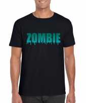 Halloween zombie tekst t-shirt zwart heren