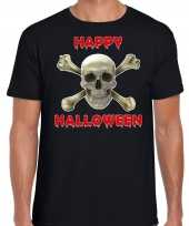Happy halloween horror schedel verkleed t-shirt zwart heren