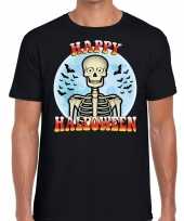 Happy halloween skelet verkleed t-shirt zwart heren