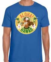 Hawaii feest t-shirt shirt aloha hawaii blauw heren