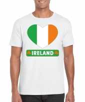 Ierland hart vlag t-shirt wit heren