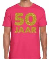 Jaar goud glitter verjaardag t-shirt roze heren
