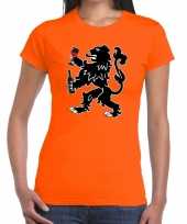 Koningsdag t-shirt oranje wijn drinkende leeuw dames