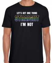 Lets get one thing straight im not regenboog lhbt gay t-shirt zwart heren