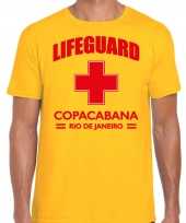 Lifeguard strandwacht verkleed t-shirt shirt lifeguard copacabana rio janeiro geel heren