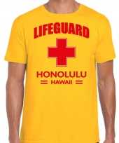 Lifeguard strandwacht verkleed t-shirt shirt lifeguard honolulu hawaii geel heren 10225825