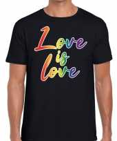 Love is love gaypride t-shirt zwart heren