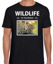 Luipaard t-shirt dieren foto wildlife of the world zwart heren