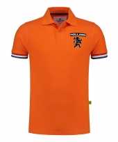 Luxe holland supporter poloshirt grams oranje leeuw borst ek wk heren
