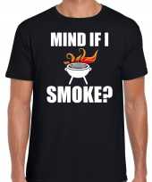 Mind if i smoke bbq barbecue cadeau t-shirt zwart heren