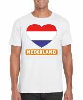 Nederland hart vlag t-shirt wit heren