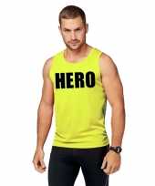 Neon geel sport-shirt singlet hero heren