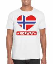 Noorwegen hart vlag t-shirt wit heren