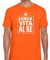 Oranje lunga vita al re italiaans t-shirt heren