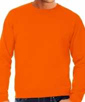 Oranje sweater sweatshirt trui raglan mouwen ronde hals heren
