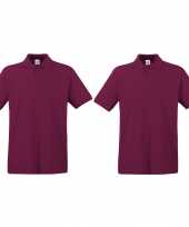 Pack maat l bordeaux rode poloshirt premium katoen heren