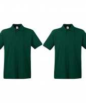 Pack maat l donker groen poloshirt premium katoen heren
