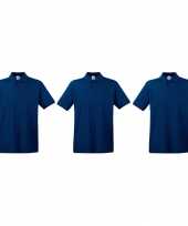 Pack maat l donkerblauwe navy poloshirts polo t-shirts premium katoen heren