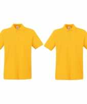 Pack maat l geel poloshirt premium katoen heren