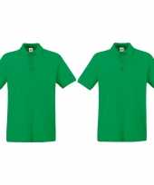 Pack maat l groen poloshirt premium katoen heren
