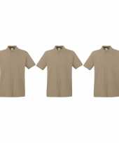 Pack maat l khaki poloshirt premium katoen heren 10301350